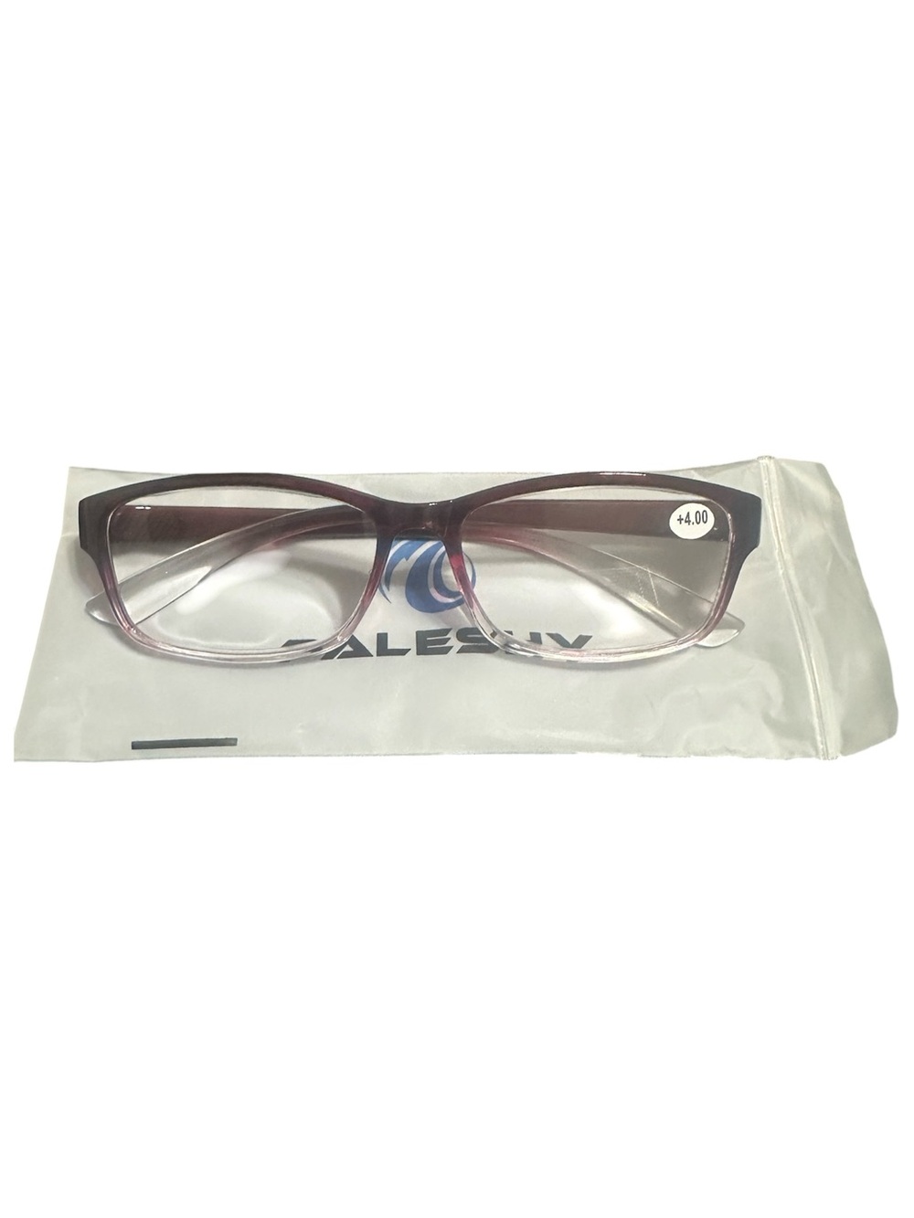 Paleshy +4.00 Reading Glasses Burgundy Ombre Clear Lens Readers